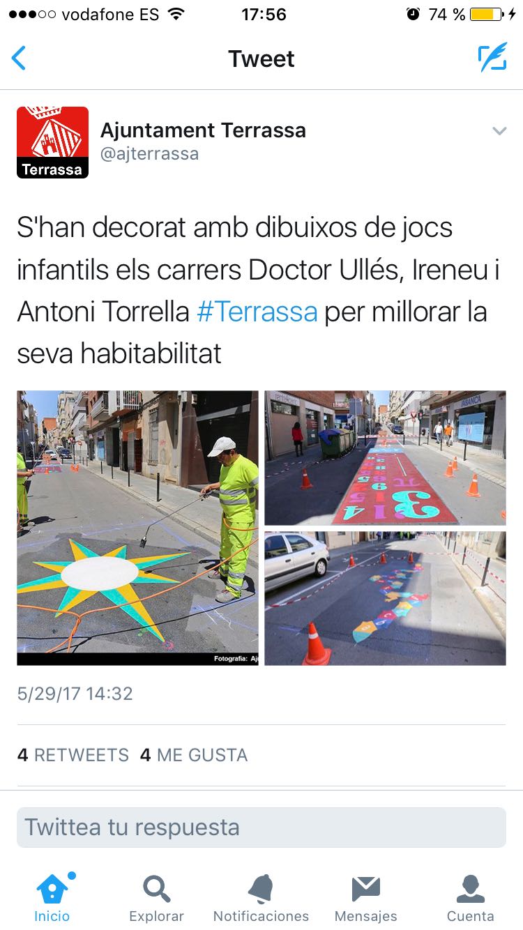 Denunciado Terrassa por pintar dibujitos en las calzadas por las que circulan vehículos.