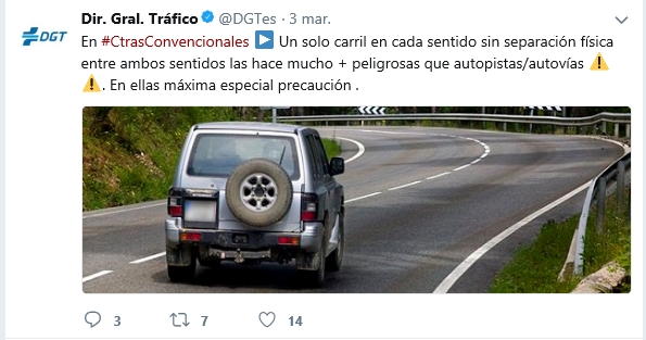 El Tweet de la DGT. Solicitando se abra expediente sancionador.