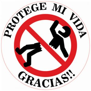 Adhesivo circular "Protege mi vida"